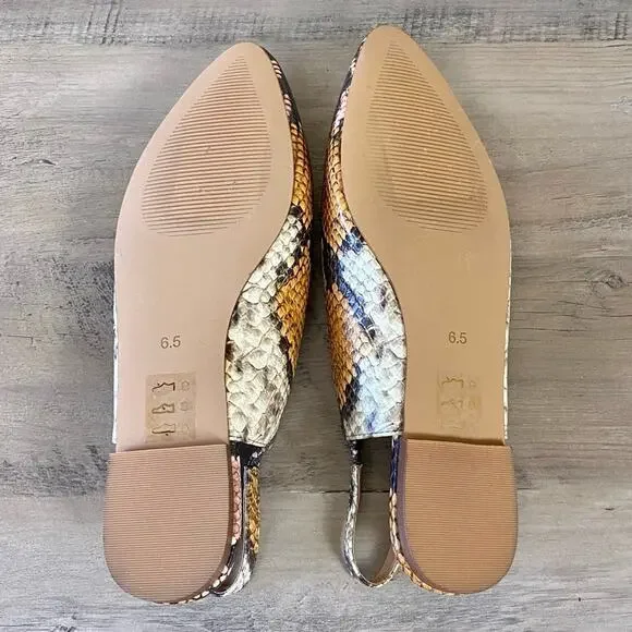 Madewell Margo Snakeskin Slingback Flats, Size 6.5 - Picture 10 of 15